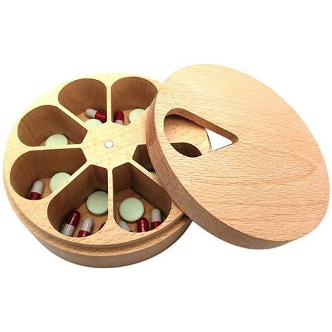 wooden pill organizer